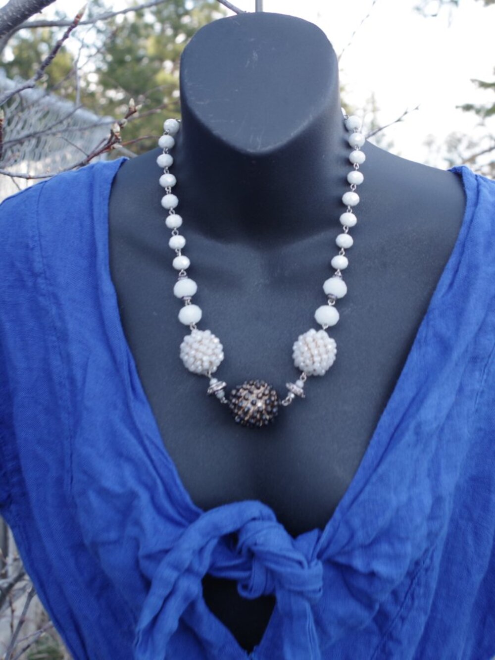 Big Beautiful Bold Round Beaded Necklace Vintage